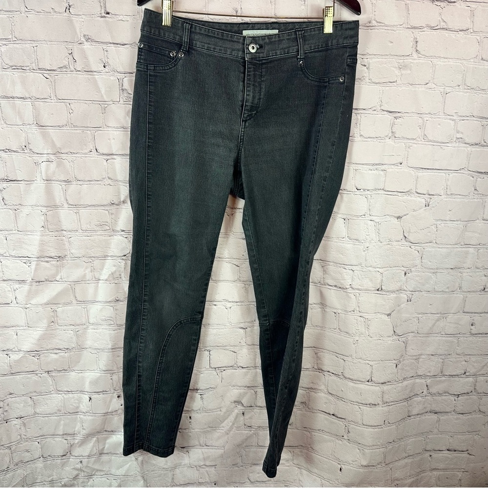 Chico's platinum denim washed black slim Jeans zipped ankle womens 2 (L/12)